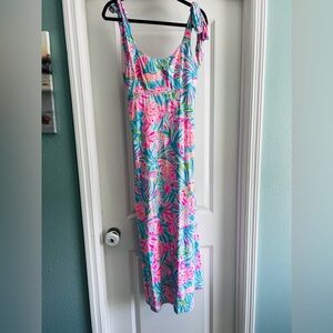 Lilly Pulitzer Maleka Maxi Dress Tropical Punch Size M